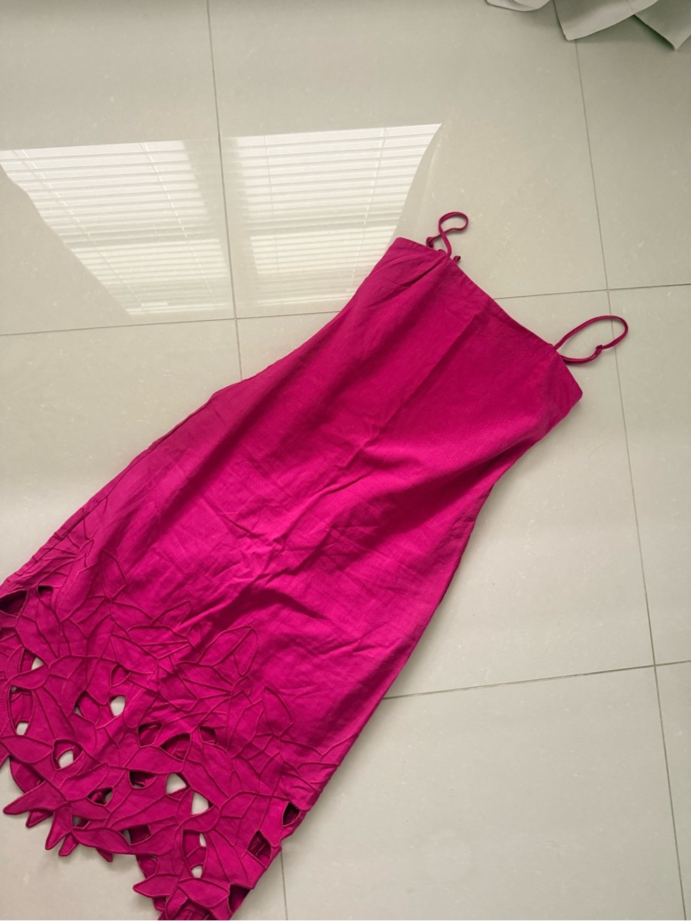 Hyacinth House Girls' Hot Pink Spaghetti Strap Dress with Cutout Hem